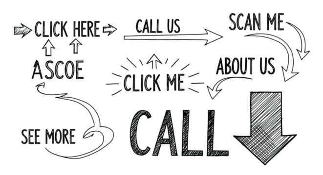 Hand drawn call to action elements with arrows, isolated on transparent background - Powered by Adobe