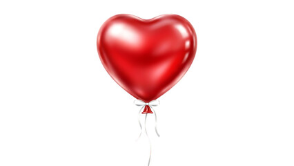 Red heart shaped balloon isolated on transparent background