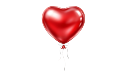 Red heart shaped balloon isolated on transparent background