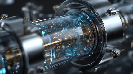 intricate internal mechanism of quantum computer with gold components