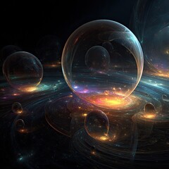 Abstract Glowing Spheres In Space