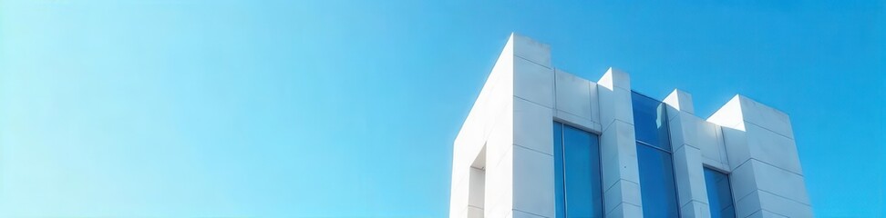Obraz premium A close-up of a modern architecture symbol against a clear blue sky background , exterior, landmark