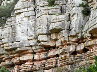Karst landscape. It is a limestone relief that emerged from the sea, with whimsical formations, limestone pavements and towers. Canuto de la Utrera, Malaga, Andalucia, Spain. 