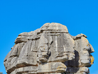 Karst landscape. It is a limestone relief that emerged from the sea, with whimsical formations, limestone pavements and towers. Canuto de la Utrera, Malaga, Andalucia, Spain. 