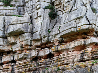 Karst landscape. It is a limestone relief that emerged from the sea, with whimsical formations, limestone pavements and towers. Canuto de la Utrera, Malaga, Andalucia, Spain. 