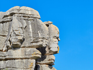 Karst landscape. It is a limestone relief that emerged from the sea, with whimsical formations, limestone pavements and towers. Canuto de la Utrera, Malaga, Andalucia, Spain. 