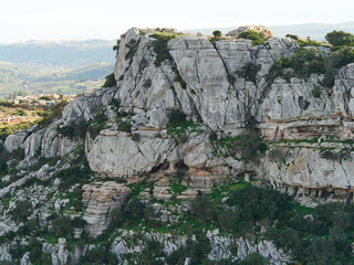 Karst landscape. It is a limestone relief that emerged from the sea, with whimsical formations, limestone pavements and towers. Canuto de la Utrera, Malaga, Andalucia, Spain. 