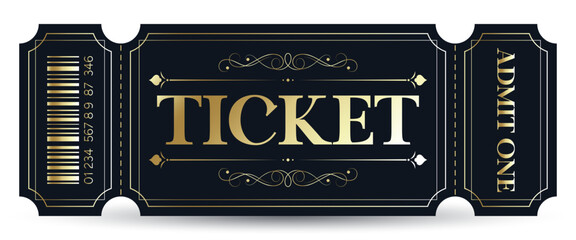 An elegant ticket template with vintage gold elements