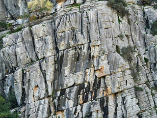 Karst landscape. It is a limestone relief that emerged from the sea, with whimsical formations, limestone pavements and towers. Canuto de la Utrera, Malaga, Andalucia, Spain. 
