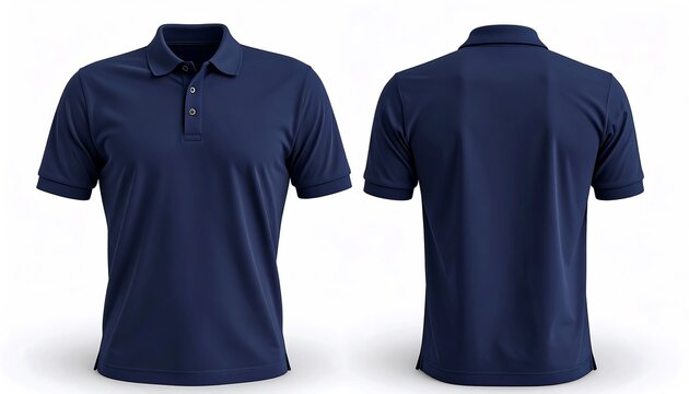 Blank navy blue polo shirt mockup front and back view, casual mens polo shirt apparel mockup, template