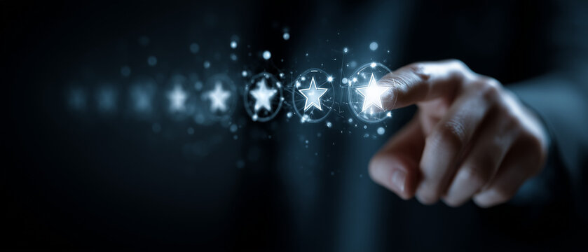customer rating concept, star review feedback, digital user experience
