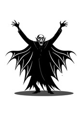 Spooky Vampire Silhouette with Arms Outstretched