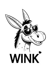 Winking Donkey with Sunglasses Illustration