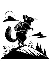 Adventurous Hiking Chinchilla with Backpack