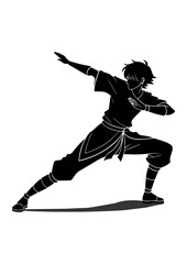 Anime Martial Artist in Action Pose Silhouette