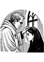Priest Blessing a Young Woman
