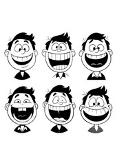 Collection of Happy Cartoon Male Faces