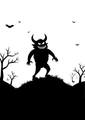 Spooky Monster Silhouette in a Haunted Forest