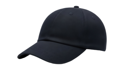 Navy blue baseball cap PNG isolated on transparent background, classic casual headwear for sports and everyday fashion