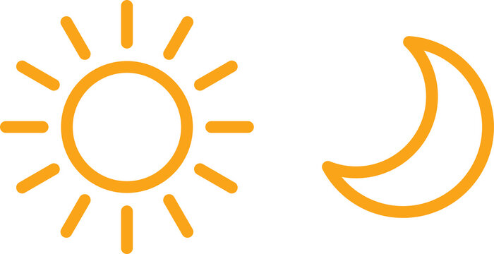 Orange sun and moon day night outline icon vector illustration