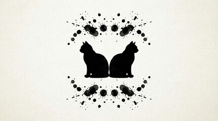 Two Black Cats Minimal Ink Balance Composition