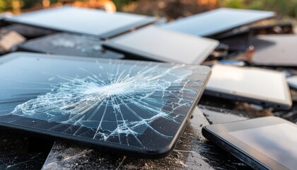 捨てられているタブレット端末