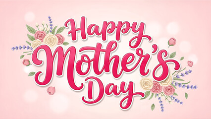 Fototapeta premium Happy Mothers Day floral greeting card.