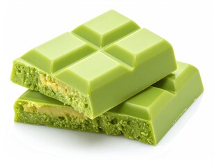 Green chocolate squares, cross-sectioned, stacked
