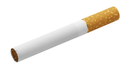 Unlit cigarette isolated PNG on transparent background, tobacco product for smoking cessation and health awareness