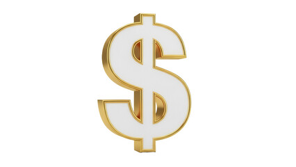 Obraz premium Gold dollar sign PNG isolated on transparent background, currency symbol for finance and investment concepts
