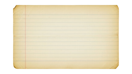 Aged lined index card PNG isolated on transparent background, vintage paper texture for...