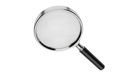 Magnifying glass PNG isolated on transparent background, search tool for investigation and exploration, optical instrument