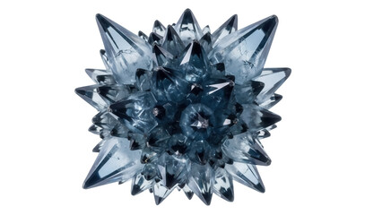Blue crystal cluster isolated PNG, mineral specimen with sharp points for geology and decorative design elements on transparent background