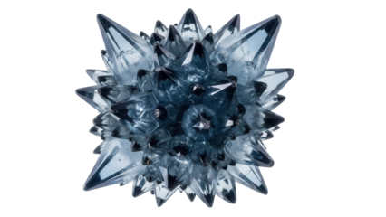 Blue crystal cluster isolated PNG, mineral specimen with sharp points for geology and decorative design elements on transparent background