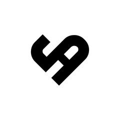 Modern Geometric Letter JA or SA Heart Monogram Logo, Minimalist Romantic Branding Icon Vector.