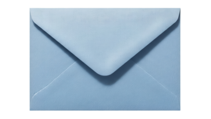 Light blue envelope PNG isolated on transparent background, stationery for sending letters and invitations, blank template for design