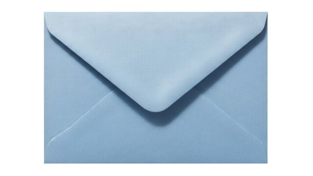Light blue envelope PNG isolated on transparent background, stationery for sending letters and invitations, blank template for design