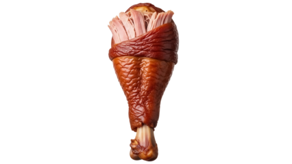Roasted turkey leg isolated PNG, delicious cooked poultry for Thanksgiving and Christmas dinner on transparent background
