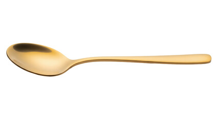 Elegant golden spoon isolated PNG on transparent background, shiny metal utensil for dining and...