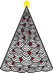 Christmas Tree Mandala isolated on the white background. Template for coloring book page, mindfulness activity.