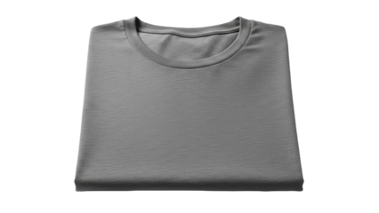 Folded gray t-shirt PNG isolated on transparent background, casual apparel mockup for fashion and clothing design projects