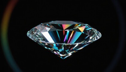 diamond crystal rainbow shine on black bg rotate. 5