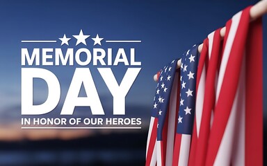 Honoring fallen heroes on memorial day with the american flag against a blue sky