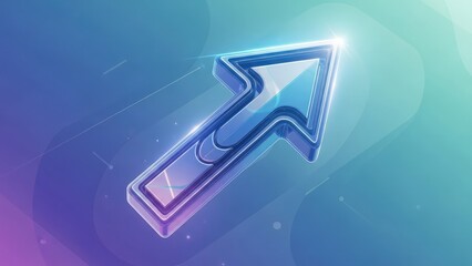 Glowing blue arrow pointing upward on vibrant gradient background