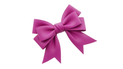 Elegant magenta bow isolated PNG on transparent background, decorative ribbon knot for gift wrapping and festive embellishments