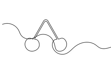 Cherry fruit continuous one line drawing minimalist isolated outline vector illustration