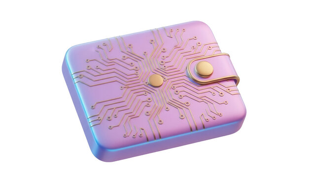 Digital wallet with circuit board design isolated PNG, modern cryptocurrency storage for secure transactions on transparent background - Powered by Adobe