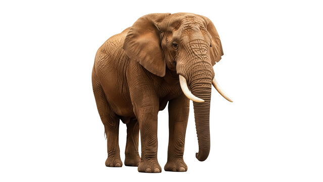 Majestic African elephant isolated PNG, large mammal with tusks on transparent background, wildlife animal for conservation and educational use