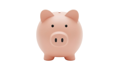 Pink piggy bank PNG isolated on transparent background, savings and investment concept for financial planning and money management