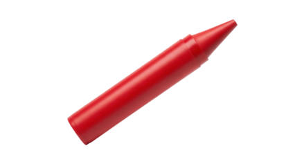 Bright red crayon isolated PNG, drawing and coloring tool for kids on transparent background
